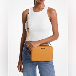 Michael Kors - Jet Set Large Saffiano Leather Zipper Crossbody Bag One Size